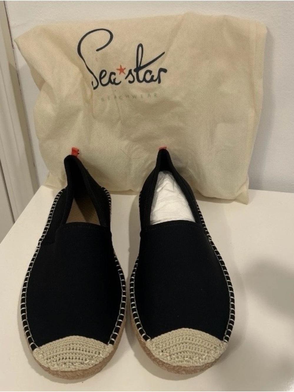 Sea Star Black Canvas Slip-On Espadrille Loafers